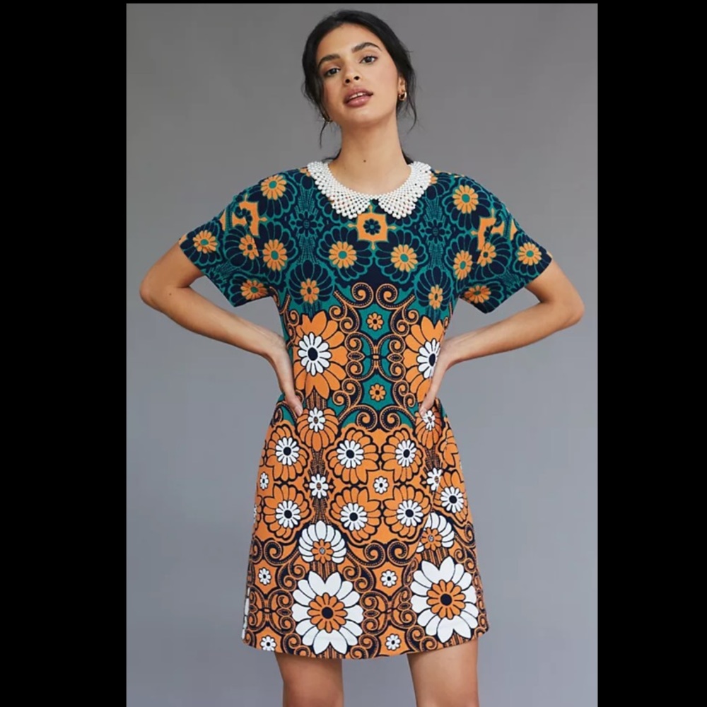 Anthropologie NWT Maeve Floral Shift Mini Dress Size XS.